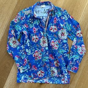 🌸 Designer Milano Italy Women’s Button-Down Shirt – Floral Print 🌸